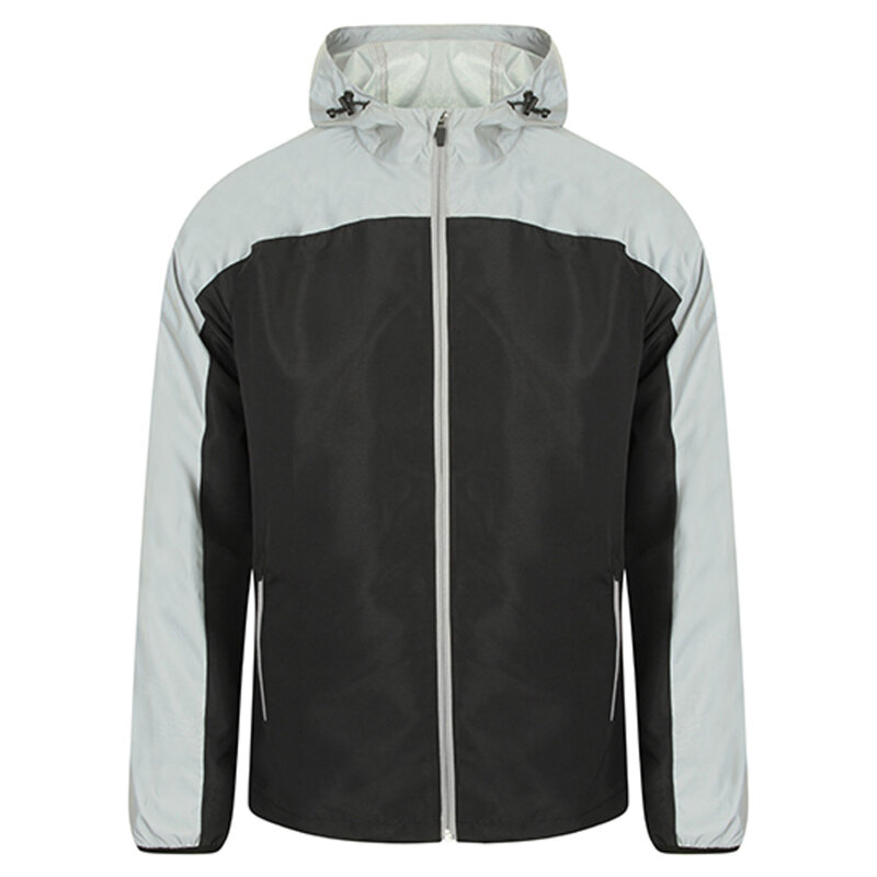TOMBO HI-VIZ reflektierende Sport Jacke schwarz, grau, reflektierend