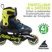 Rollerblade Kinderskates Microblade 3WD (Blau Royal/Lime)